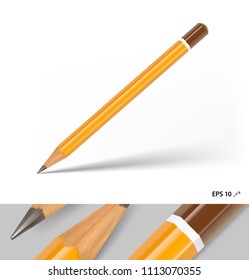 Realistic wood pencil isolated on white background. Vector illustration. Can be use for your design, presentation, promo, adv. EPS10.