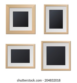 Realistic Wood Picture Frames with Blank Center. Vector illustration