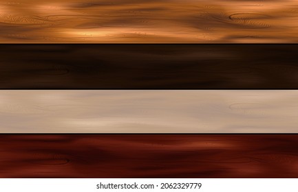 Realistic wood plank collection vector background illustration.