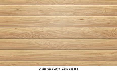 Realistic wood table top view. Vector pine texture background illustration