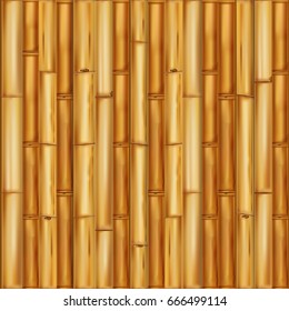 Realistic wooden bamboo background. Seamless pattern Vector