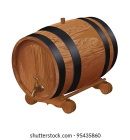 Realistic wooden barrel, isolated on white background. Vector illustration