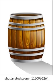 Realistic Wooden Barrel Object Vector Stock