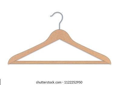 Realistic wooden clothes  hanger isolated