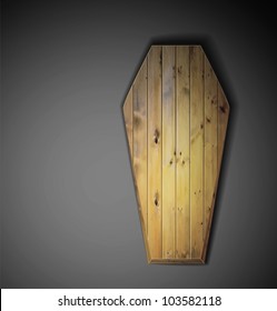 Realistic wooden coffin. Eps 10