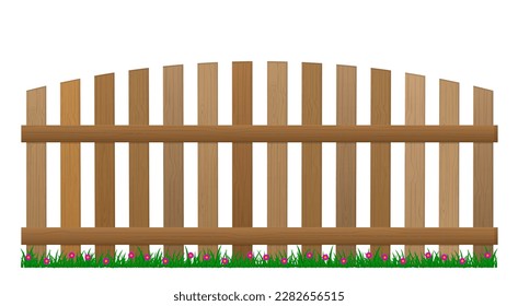 realistic wooden fence and green grass isolated. eps vector