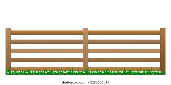 realistischer Holzzaun und grünes Gras einzeln. EPS-Vektor