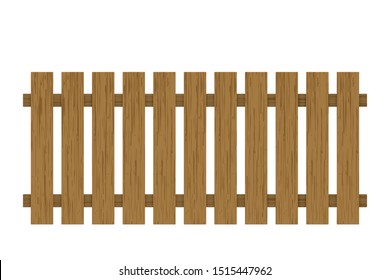 Realistic wooden fence isolated on white background