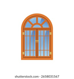 Realistic Wooden Frame Window Vector Illustration