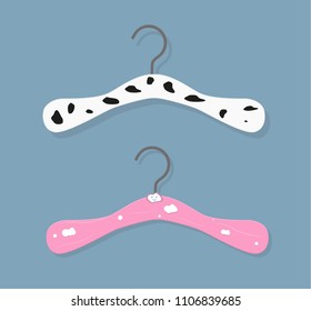 Realistic wooden hangers. For coats, sweaters, dresses, skirts, pants. Design template,layout for graphics, advertising.