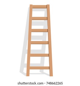 Realistic wooden ladder on a white background. Vector Illustration