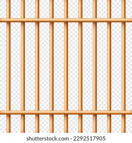 Realistic wooden lattice, rural picket fence. Farm or village house boundary, garden enclosing planks. Detailed wooden jail cage. Criminal background mockup. Creative vector illustration