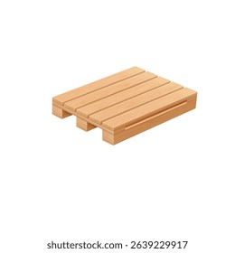 Realistic wooden pallet from top angle view. Flat form for storage and transportation. Industrial logistics equipment. Vector illustration. Isolated background. Icon.
