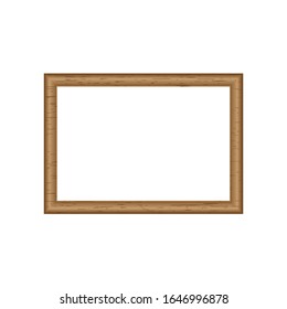 Realistic wooden photo frame isolated on white background. 