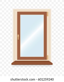 Realistic wooden plastic window. Vector illustration.
