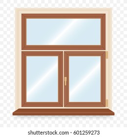 Realistic wooden plastic window. Vector illustration.