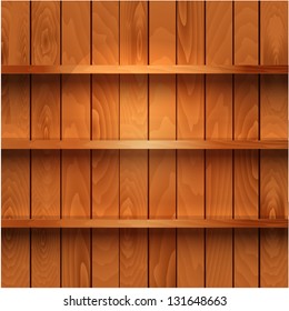 Realistic wooden shelves