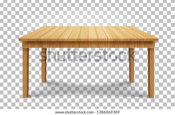 Realistic Wooden Table On Transparent Background Stock Vector Royalty Free 1386069389