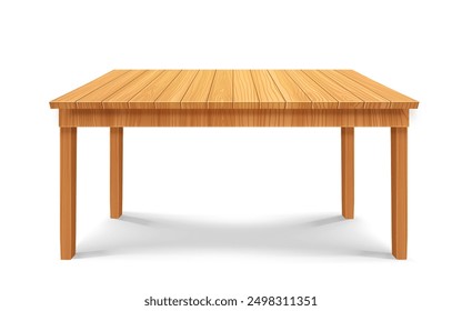 Realistic wooden table on white background. wood table, 3d. Element for your design,game, advertising.vector illustration.