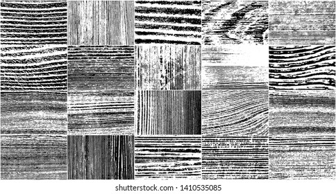 Realistic Wooden Texture. Vector Set Grunge Design Elements. Black And White Noise. Illustration, Eps 10