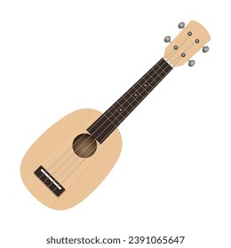Realistic wooden ukulele vector illustration isolated on white background