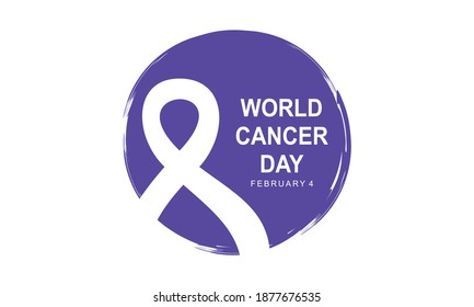 Realistic World Cancer Day Ribbon Logo Vector