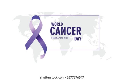 Realistic World Cancer Day Ribbon Logo Vector