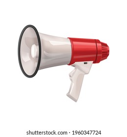 Realistic world day social justice composition with isolated image of megaphone on blank background vector illustration