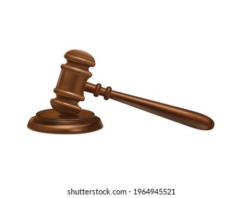 Realistic world day social justice composition with isolated image of judge gavel on blank background vector illustration