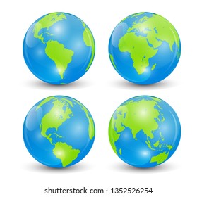 Realistic world map in globe shape of Earth. Vector Illustration EPS10