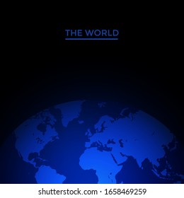 Realistic world map in globe shape and Dark Blue Color. Vector Illustration