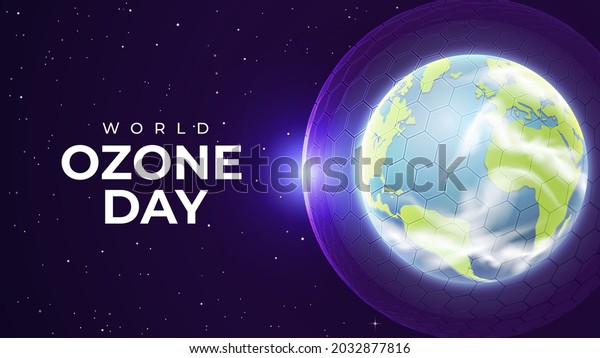 Realistic World Ozone Day with Hexagonal Barrier\
Ozone Layer