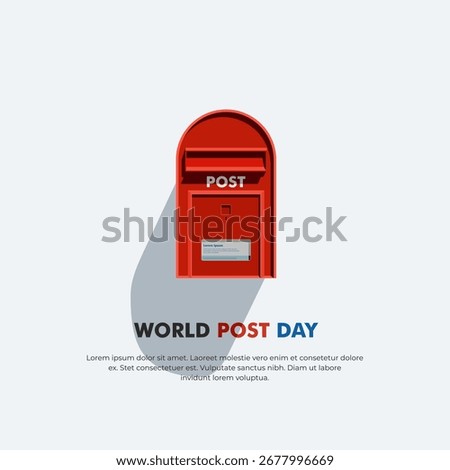 Realistic world post day with red mailbox and white background poster vector illustration