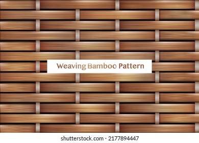 Realistic woven bamboo pattern vector. line weaving dark brown wood bamboo