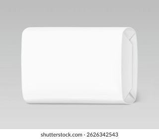 Realistic wrap packaging for bar soap mockup. Vector illustration isolated on grey background. Easy to use for presentation your product, idea, design. EPS10.