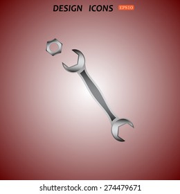 realistic wrench. icon. vector design