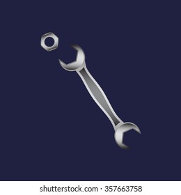 realistic wrench. icon. vector design