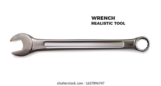 Realistic wrench. Realistic vector illustration of a hand tool on a white background. Labour day holiday design.