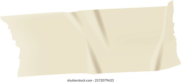 Realistic wrinkled masking or packaging tape with torn and jagged edges creating a textured and weathered appearance, isolated on a white background