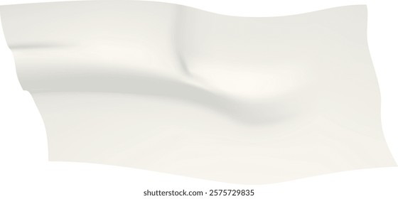 Realistic, wrinkled piece of adhesive tape with curved and folded corners gracefully waving on a white background, generating a dynamic and playful visual effect