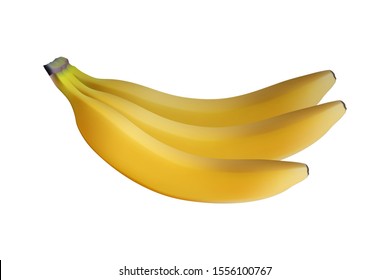 Realistic yellow banana bunch. Vector illustration. Healthy eating.