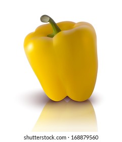 realistic yellow bell pepper - vector illustration