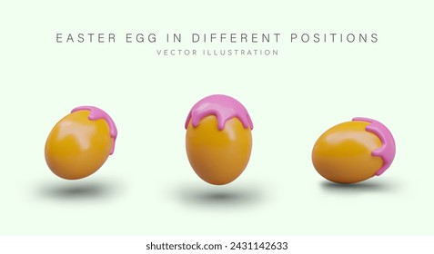 Realistic yellow egg with pink topping. Traditional sweets for Easter