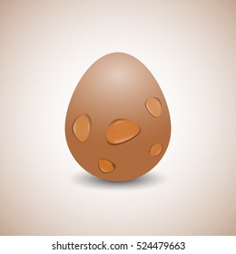 Realistic yellow egg with transparent drops of water, isolated on a yellow background. The vertical arrangement, vector illustration.