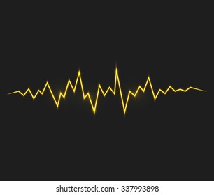 Realistic yellow electric lightning bolt, high voltage symbol. Vector special effects design element.