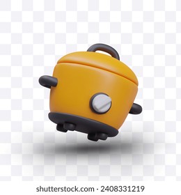 Realistic yellow electrical slow cooker. Modern kitchen home appliance for cooking tasty food concept. Vector illustration in realistic 3d style with shadow