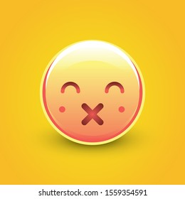 Realistic yellow emoticon in front of a yellow background