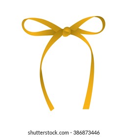 Realistic yellow gift ribbon