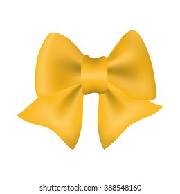 Realistic yellow gift ribbon
