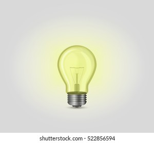 Realistic yellow incandescent light bulb, lamp